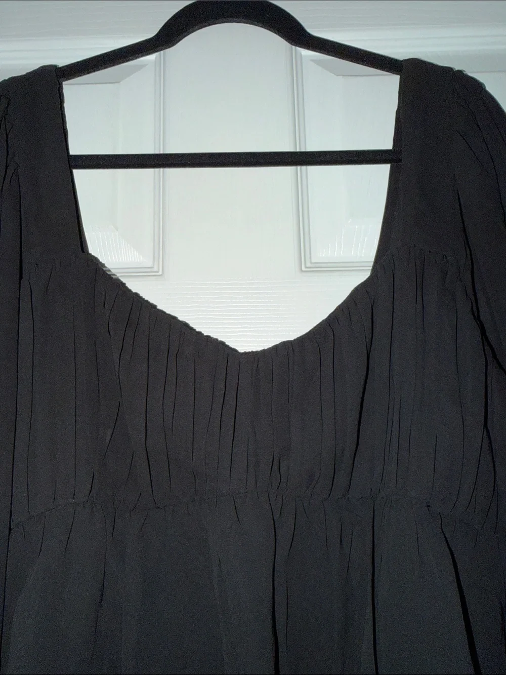 Abercrombie & Fitch Black Sheer Long-Sleeve Peplum Blouse